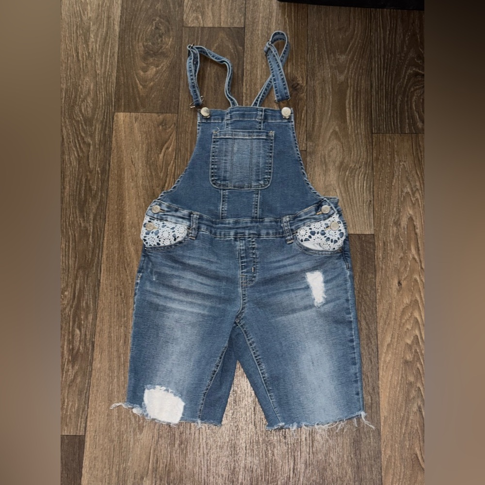 Justice Distressed Denim Overalls Girls Size 12